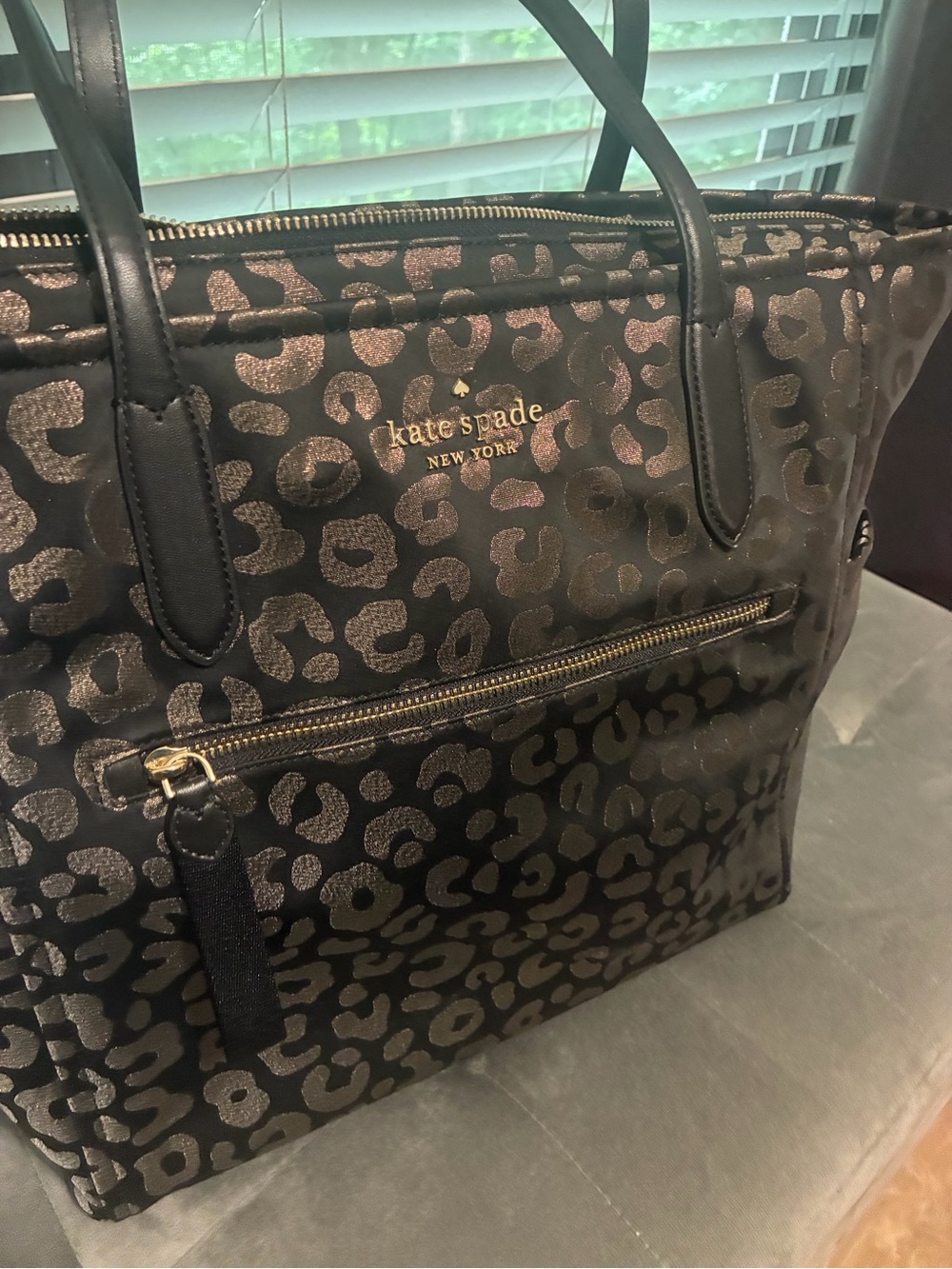 kate spade Black and Metallic Leopard Tote